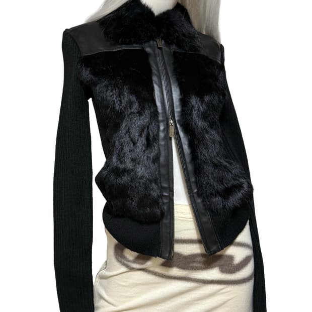 Vtg 갸루 y2k 아크릴 퍼 울 가디건