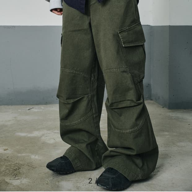 다이브인 무민서 워시드 베른카고 팬츠 카키 2사이즈