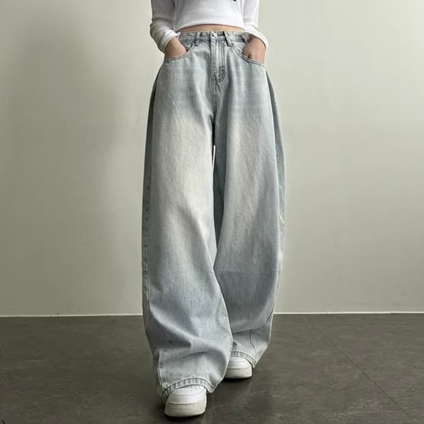 벌룬핏 사이드 데님팬츠