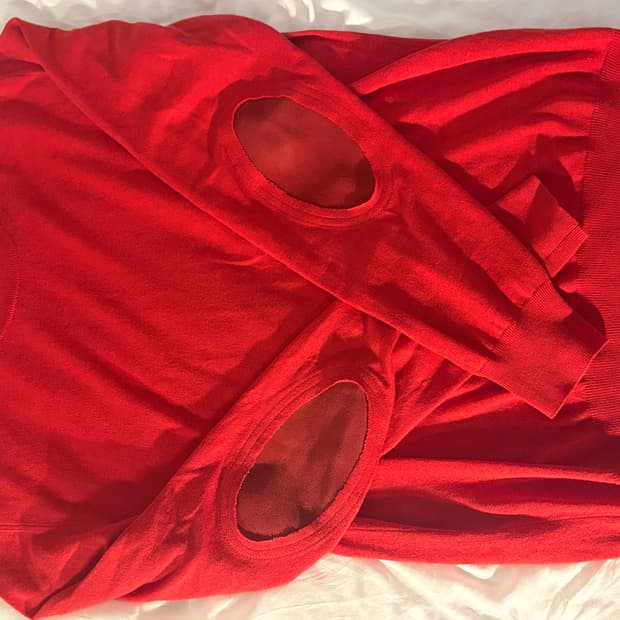 [L] 메종 마르지엘라 엘보우 패치 니트, 레드