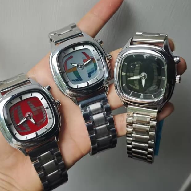 PINTIME 시계 쿼츠 LED 디지털 빈티지 손목시계