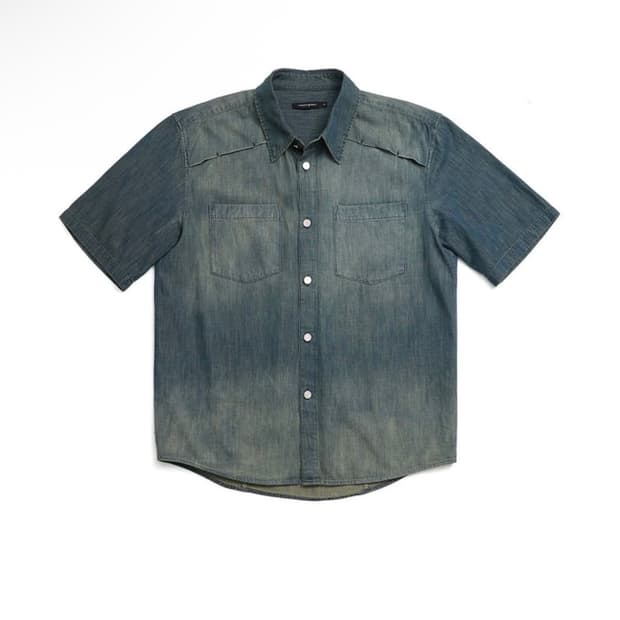 Vented Shirt Denim Washed Dark Blue