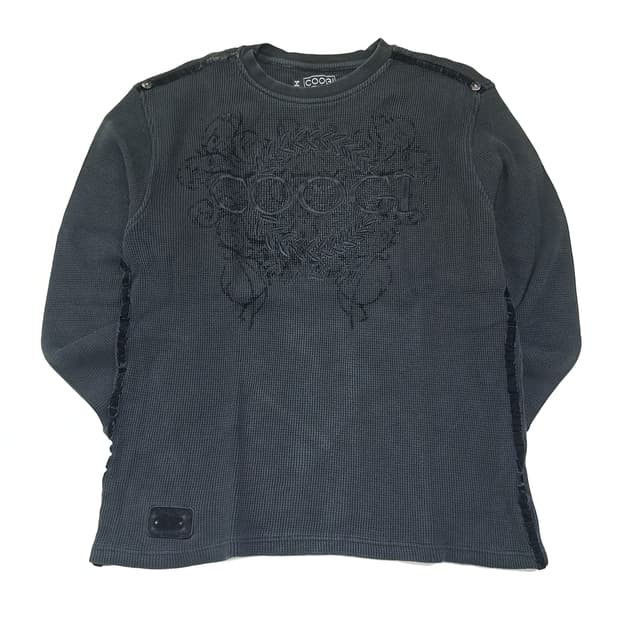 CL321 L 쿠지 00s 코튼 와플벨벳 차콜그레이 니트스웨터