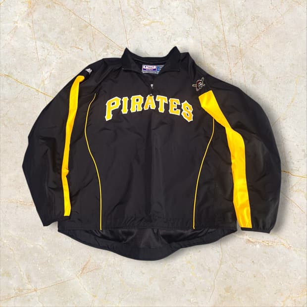 [L] MLB 마제스틱 피츠버그 파이리츠 웜업 하프집업