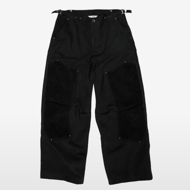 ETCE VELVET DOUBLE KNEE PANTS (BLACK)