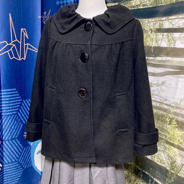 빈티지 둥근 카라 빅카라 A라인 코트 사와코 세트