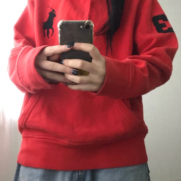 폴로 레드 빅포니 후드티