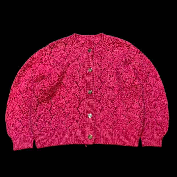 여성-FREE 핫핑크 뜨개 니트가디건 