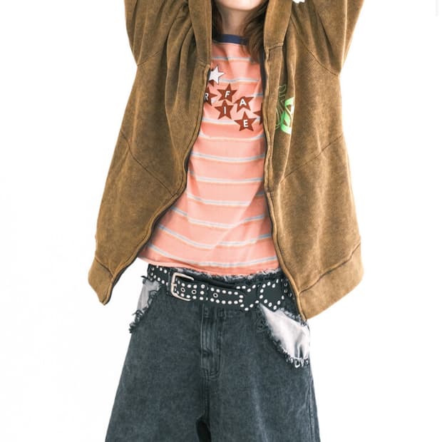 샵페어리 color washing waffle zip-up