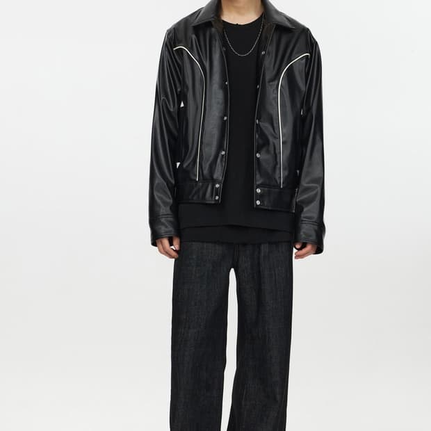 [유스/레더] japan fabric faux leather 자켓