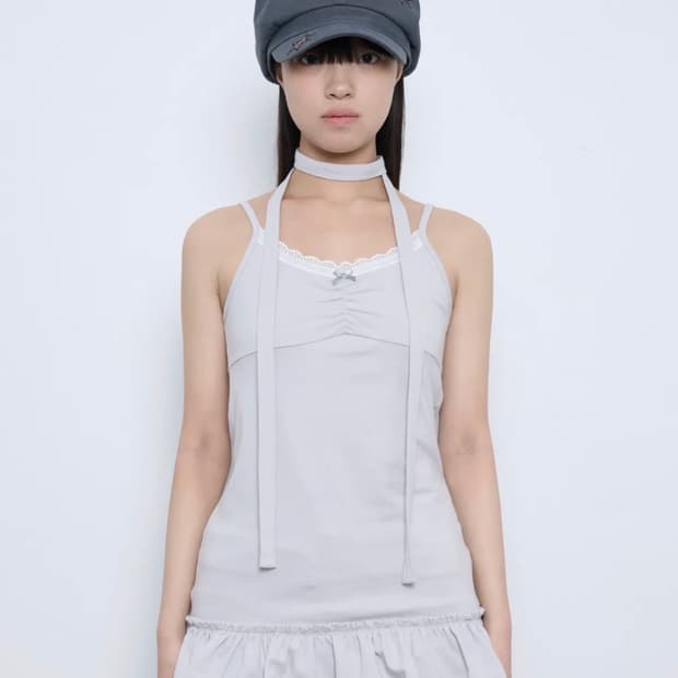 뚜오미오 SCARF FRILL SLEEVELESS [LIGHT GREY]