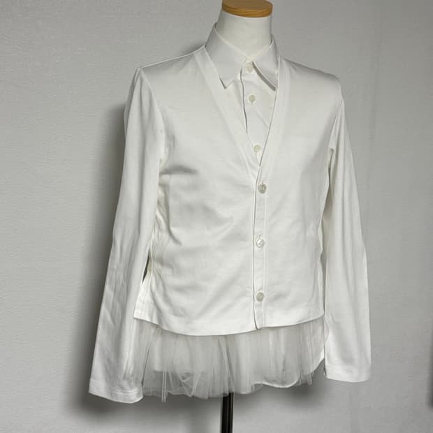 23aw 느와케이니노미야 꼼데가르송 튤 레이어드 가디건 xs