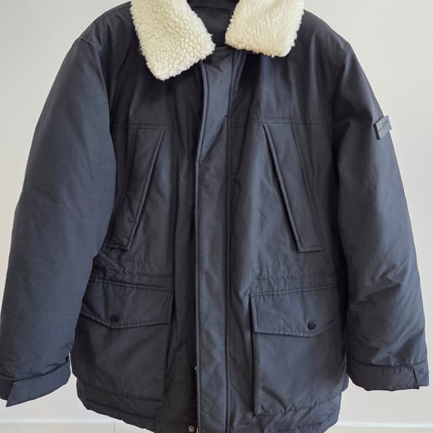 TBJ 블랙 양모 카라 덕다운 패딩 L(100)