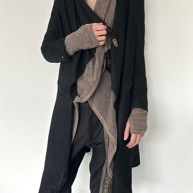 아이작 세럼 디어스킨 드레이프 레더 자켓