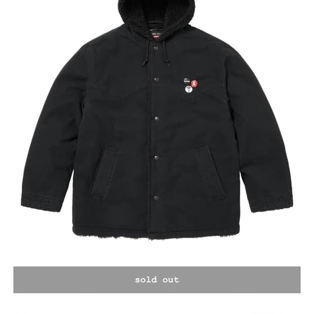 구매) 슈프림 x 넘버 나인 포우 셔링 후드 코트 블랙 - 25FW