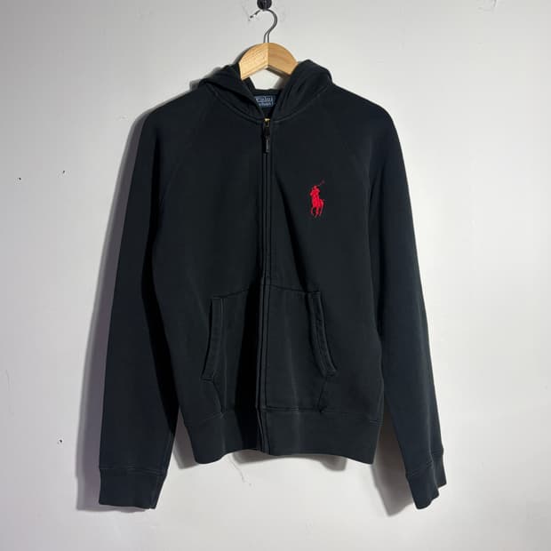 폴로 블랙 후드집업 (무료배송)