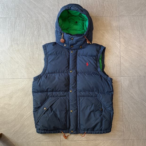 폴로 정품 네이비 덕다운 푸퍼 패딩 조끼