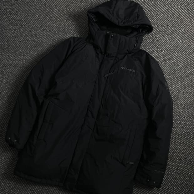 컬럼비아 패치로고 덕다운 롱패딩 블랙y 4602