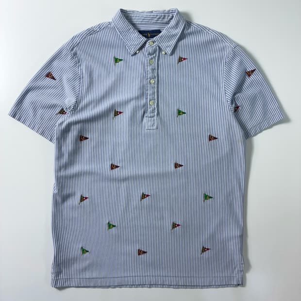 Polo  폴로 랄프로렌 플래그자수 코튼 스트라이프 옥스퍼드 반팔 니트 