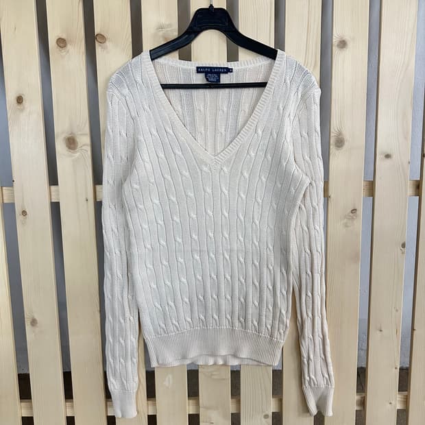 (M) 폴로 크림 베이지 케이블 니트 스웨터