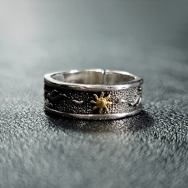 Serion 실버 남자 엔틱 빈티지 명품 고대 태양 반지