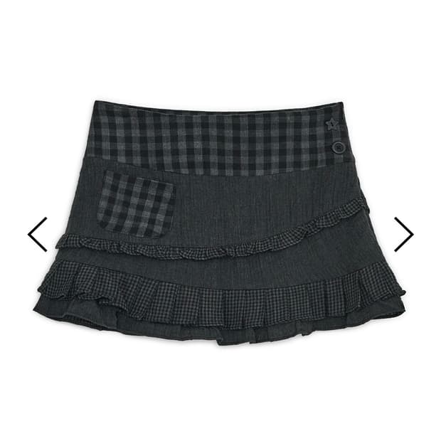허그유어스킨 체크 러플 미니스커트