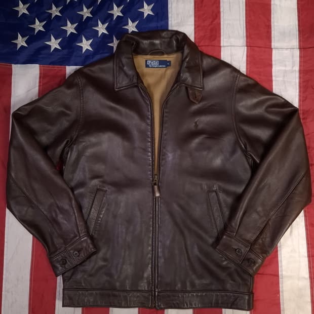 오리지날 랄프로렌폴로 리얼레더 브라운 자켓