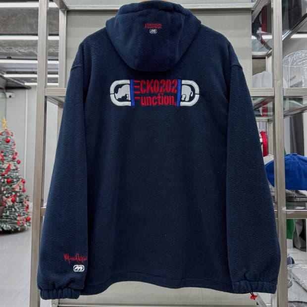 에코 언리미티드 00s 백로고 플리스 자켓 네이비