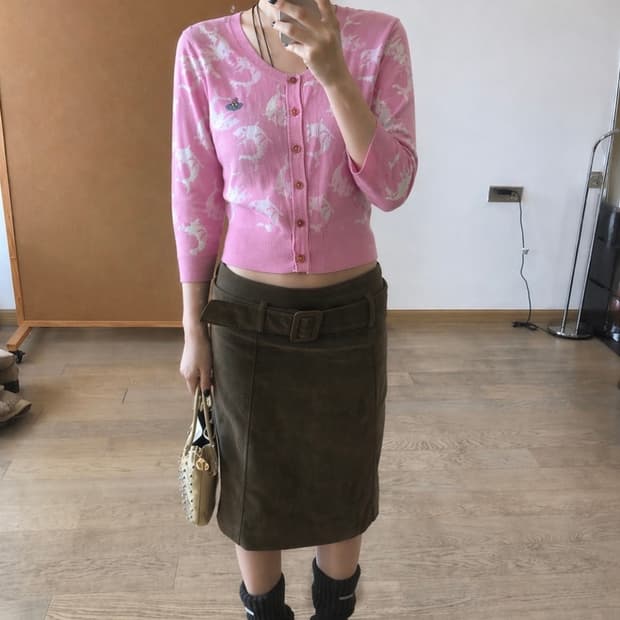 비비엔 웨스트우드 7부 소매 핑크 카디건