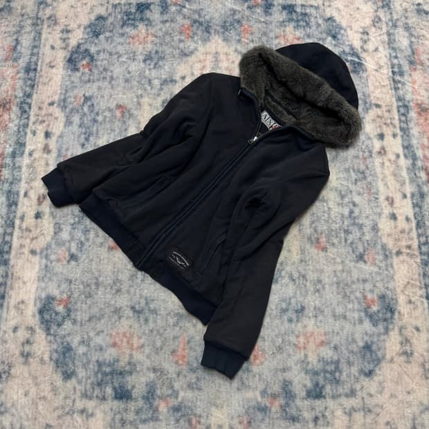 Armani 00s y2k fur hoodie