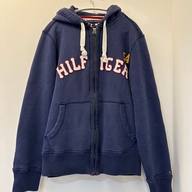 XL) 타미 힐피거 네이비 기모 후드 집업