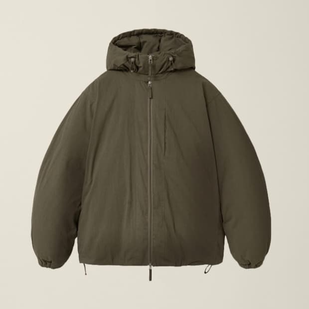 M) EE 레이어드 후드 집 파카 패딩 브라운