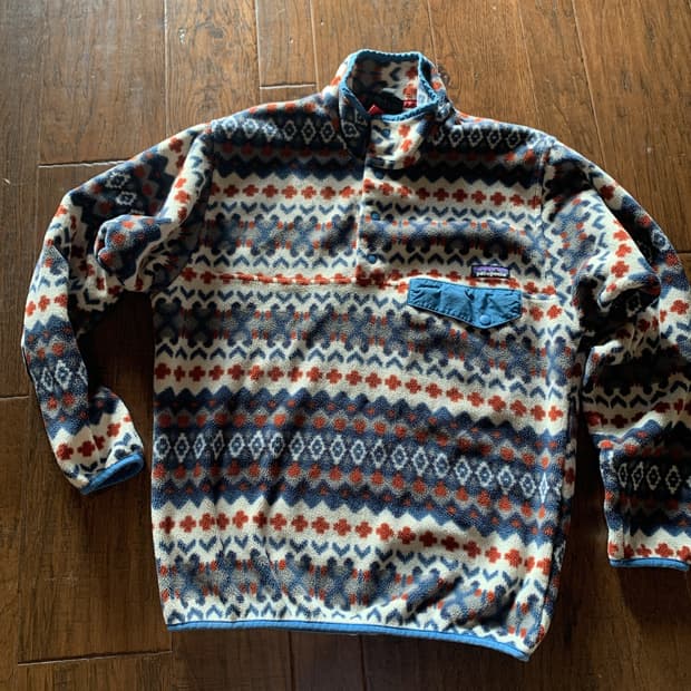 15FW 파타고니아 신칠라 스냅T 패턴 플리스 아이보리/네이비