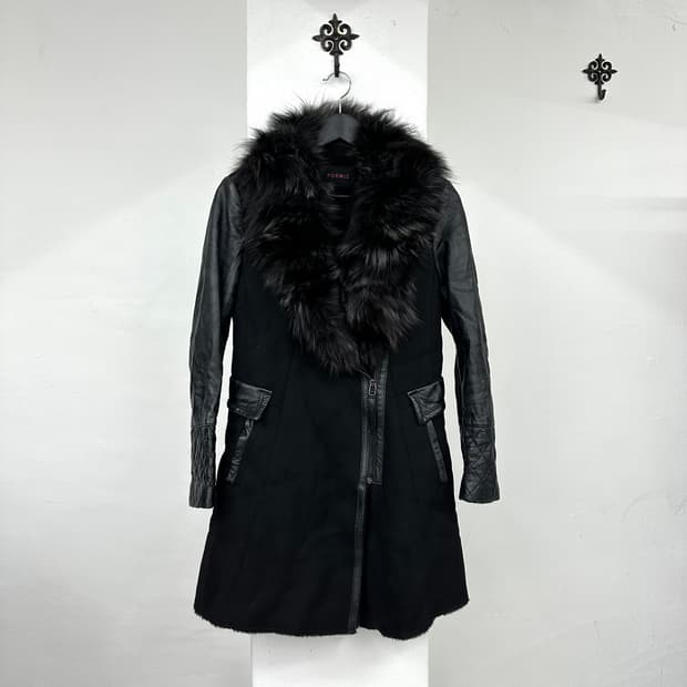Fox fur sheepskin leather jacket 