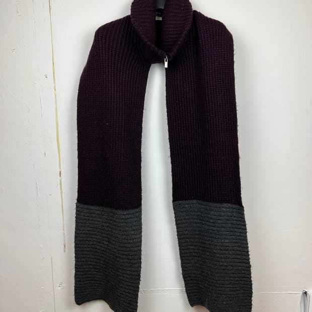 VERA WANG 투톤 니트 집업 머플러 숄