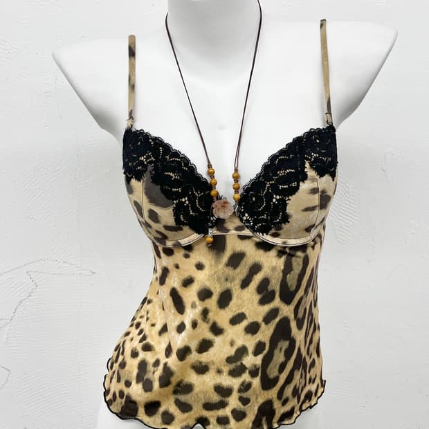 갸루 레오파드 레이스 코르셋