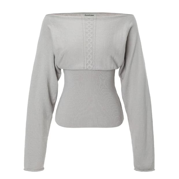 쓰리타임즈 dewy off top beigh gray S