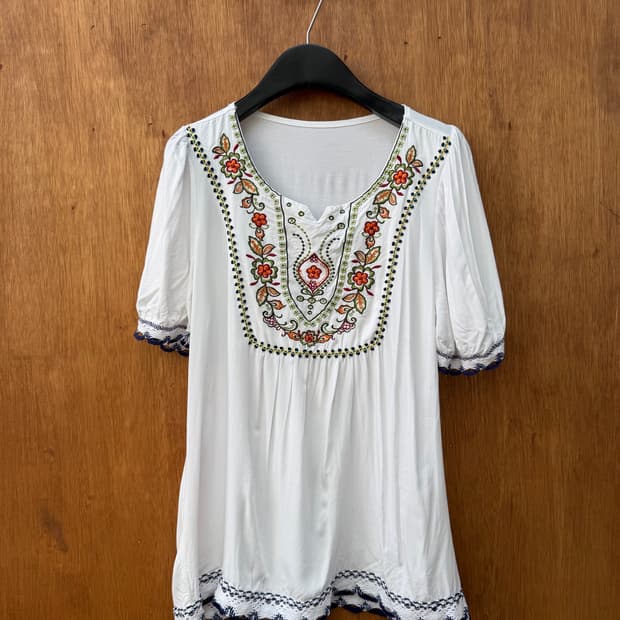 재팬 빈티지 자수 디테일 블라우스