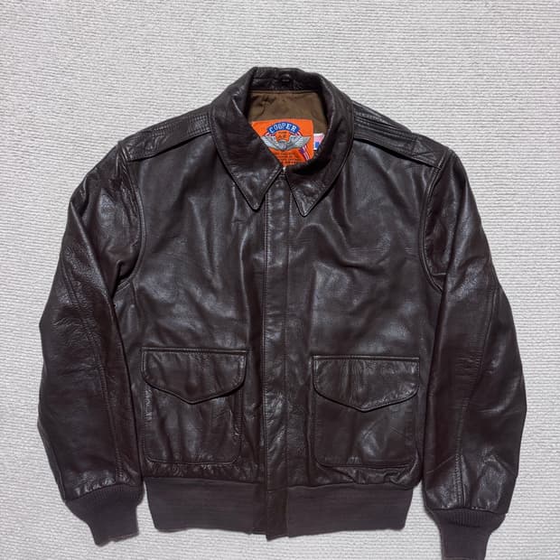 80s USA Cooper A-2 레더자켓 브라운 38-R
