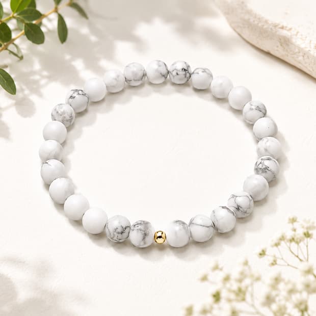 천연석 하울라이트 6mm 원석팔찌 / 14k 골드필드 포인트