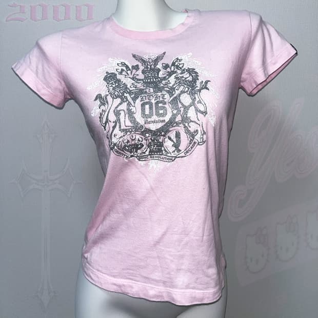 DOHC 베이비 글램 핑크 글리터 그래픽 반팔티