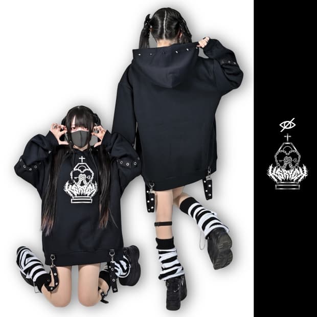 kry clothing 하네스 벨트 후드티