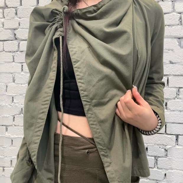 Khaki Draped Utility Y2k Jacket