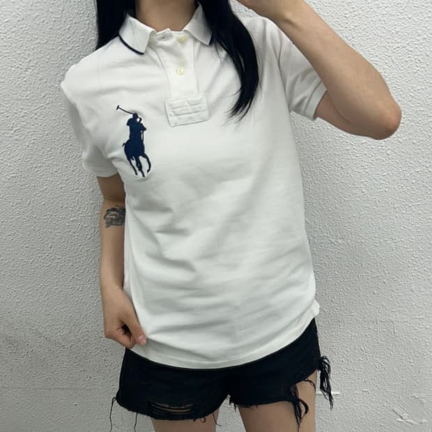 폴로 랄프로렌 네이비빅포니 화이트 pk반팔 S