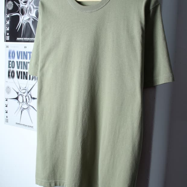 (XL-2XL) 유니클로 반팔 티셔츠 U라인 연그린 무지-H31384