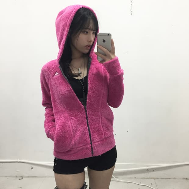[ADIDAS] 아디다스 갸루 핫핑크 폭닥 후드집업