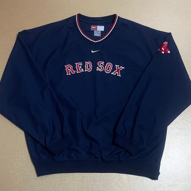 나이키 MLB 보스턴 레드삭스 풀오버 탑 네이비