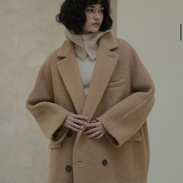 (새상품) 노미나떼 NOMINATE 노엘 부클 하프코트 웜베이지 S