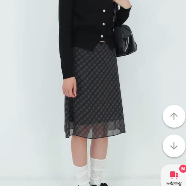 김미 체크 미디 스커트