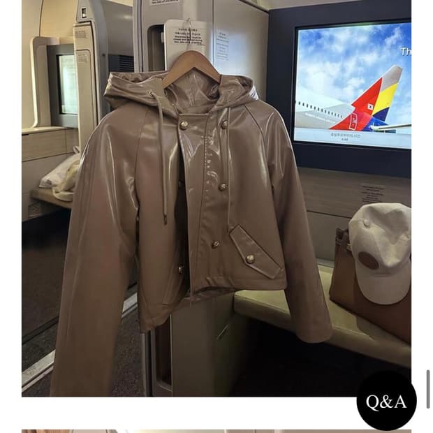 Enamel leather hooded jacket